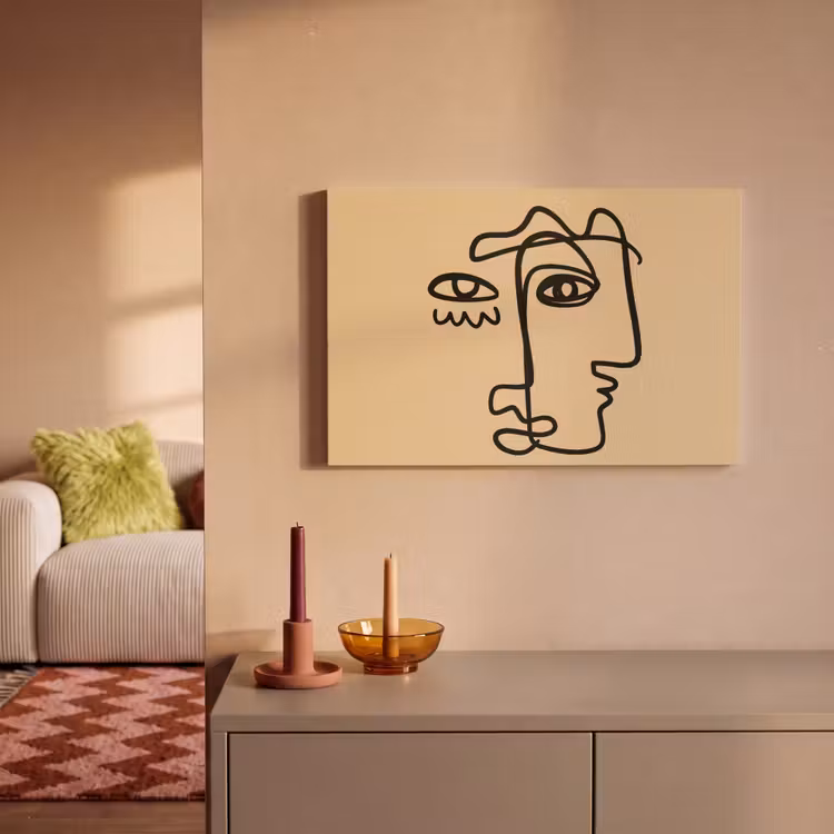 Overlappende profielen - Lichtbruin - Zwart canvas 2cm klein -sfeer1