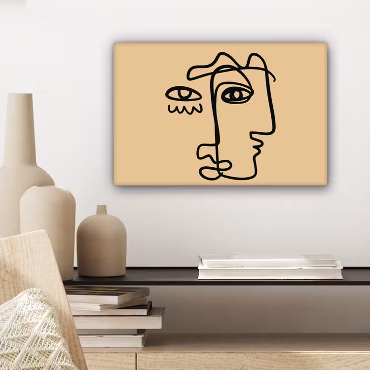 Overlappende profielen - Lichtbruin - Zwart canvas 2cm klein -sfeer6