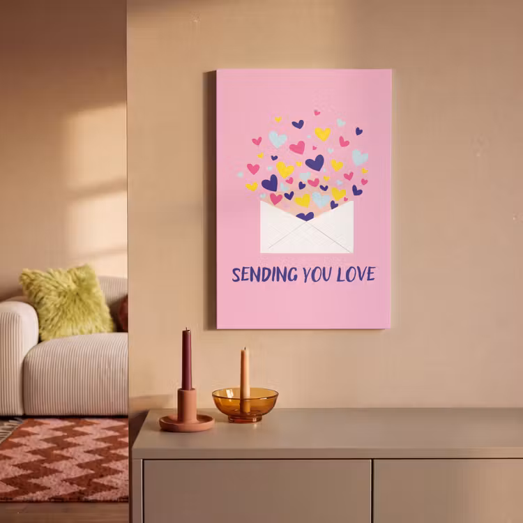 Envelop - Love - Hartjes - Valentijn canvas 2cm klein -sfeer1