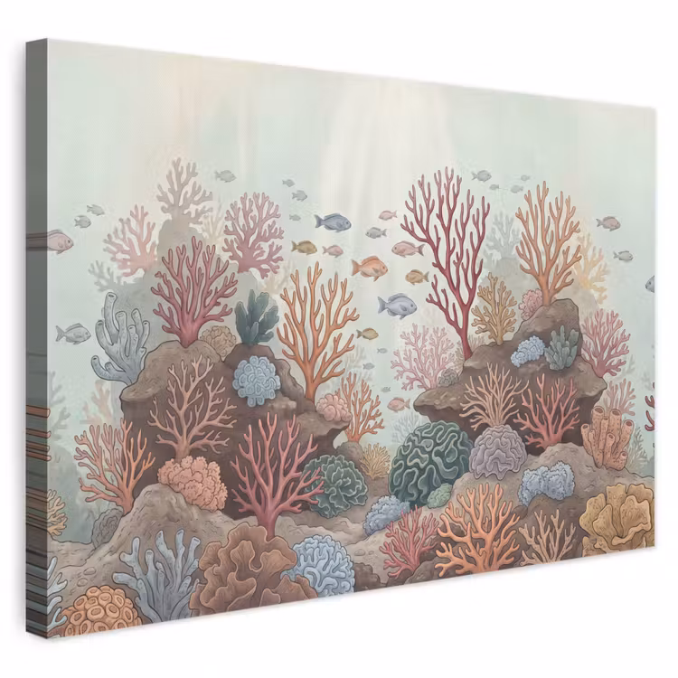 Onderwater - Koraal - Vis - Natuur canvas 2cm klein -3d