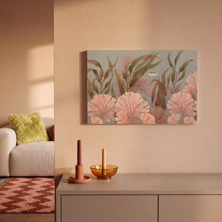 Onderwater - Planten - Vis - Vintage - Groen canvas 2cm klein -sfeer1