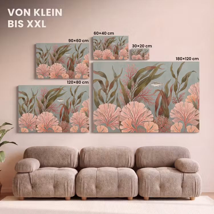 Onderwater - Planten - Vis - Vintage - Groen canvas 2cm klein -Xsfeer8_DE