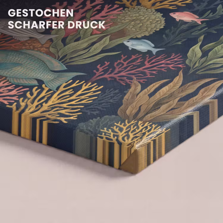 Onderwaterwereld - Vissen - Koraal - Illustratie - Kleurrijk canvas 2cm klein -closeup_print_DE