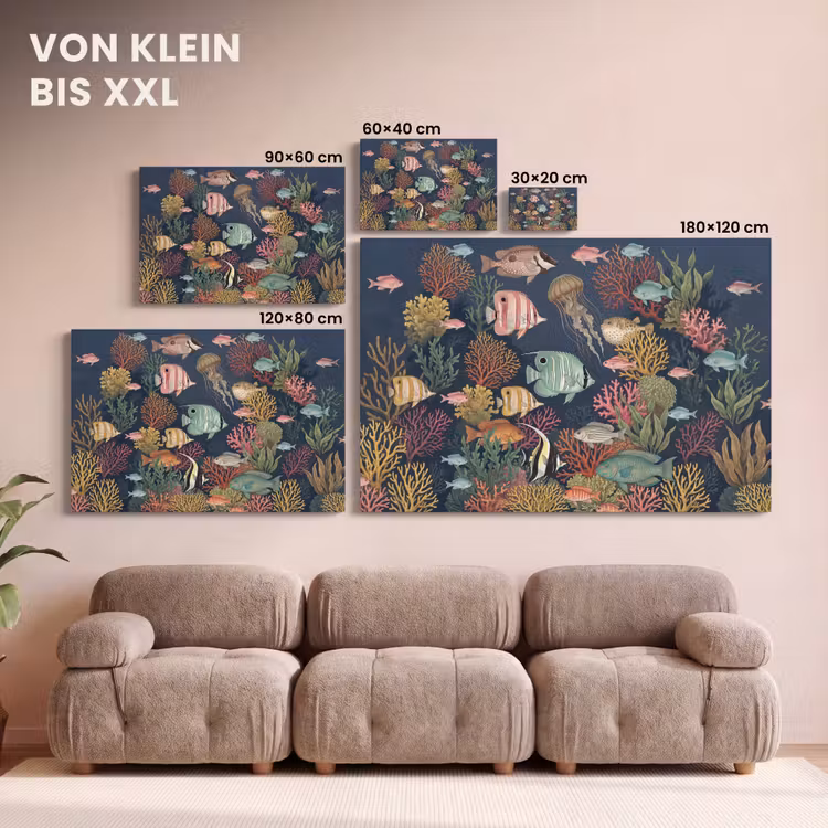 Onderwaterwereld - Vissen - Koraal - Illustratie - Kleurrijk canvas 2cm klein -Xsfeer8_DE