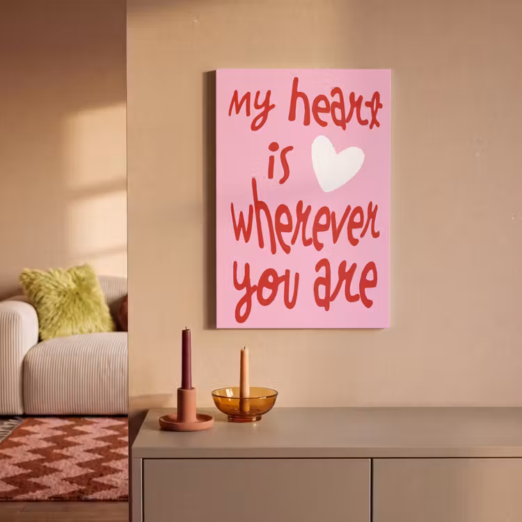 Valentijn - Hart - Liefde - Roze canvas 2cm klein -sfeer1
