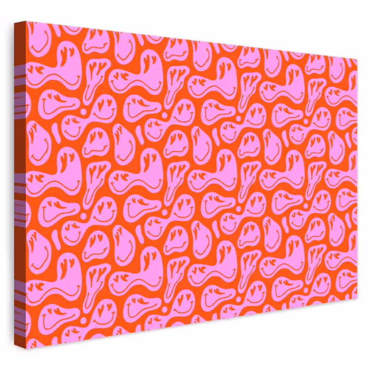 Valentijn - Smiley - Rood - Roze canvas 2cm klein 34 -3d