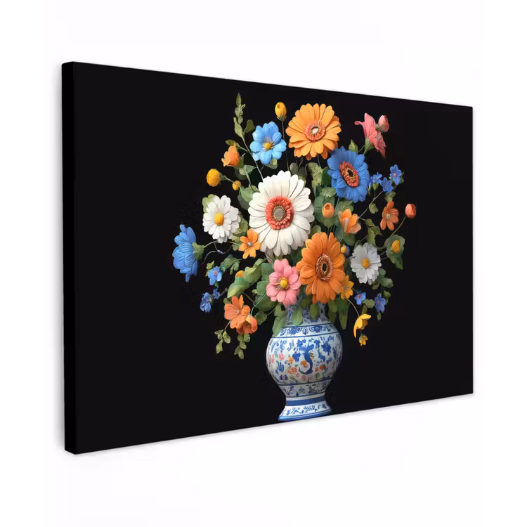 Vaas - Boeket - Bloemen - Kleur canvas 2cm klein -z3d