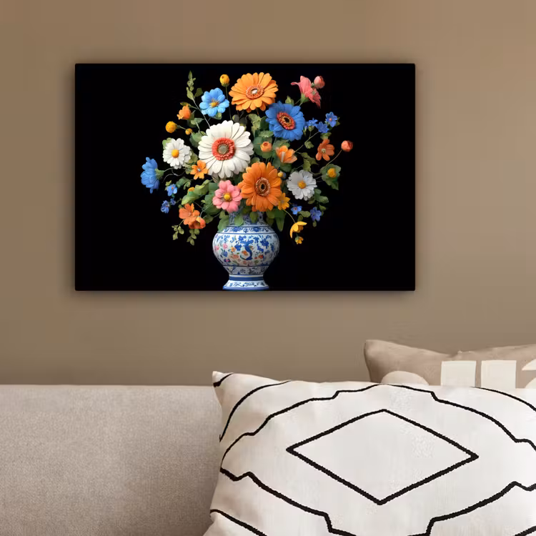 Vaas - Boeket - Bloemen - Kleur canvas 2cm klein -sfeer3