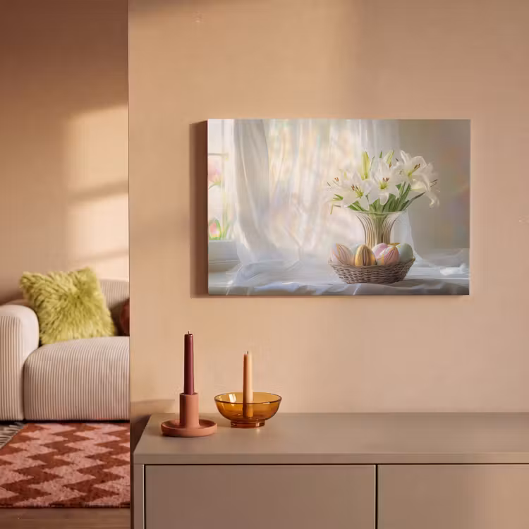Vaas - Eieren - Bloemen canvas 2cm klein -sfeer1