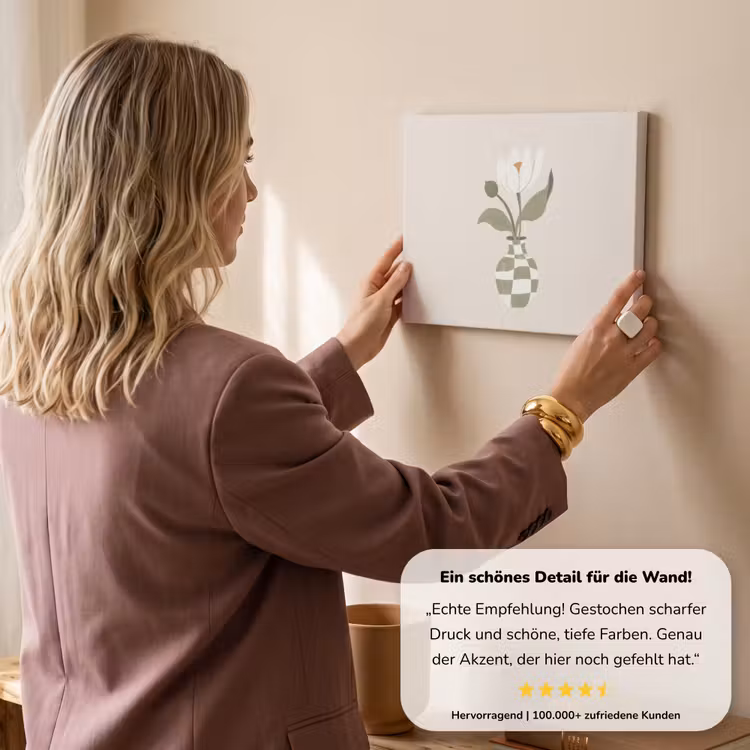 Vaas - Geruit - Bloem - Groen canvas 2cm klein -sfeer3