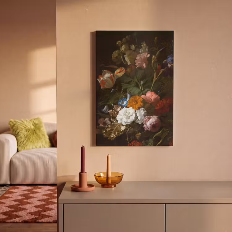 Vaas met bloemen - Schilderij van Rachel Ruysch canvas 2cm klein -sfeer1