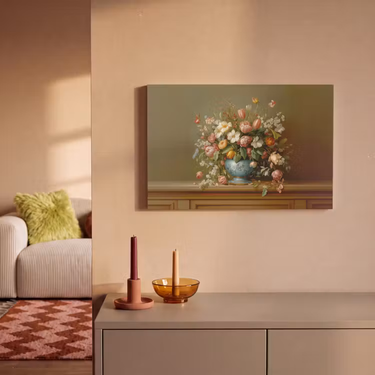 Vaas - Pastel - Kleuren - Bloemen canvas 2cm klein -sfeer1