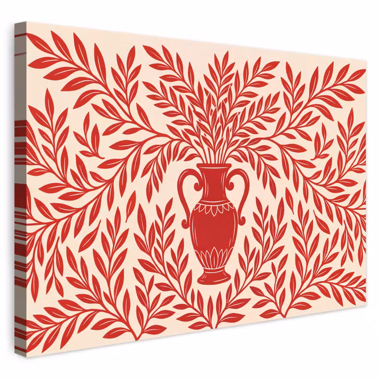 Vaas - Planten - Decoratie - Abstract - Rood canvas 2cm klein -3d