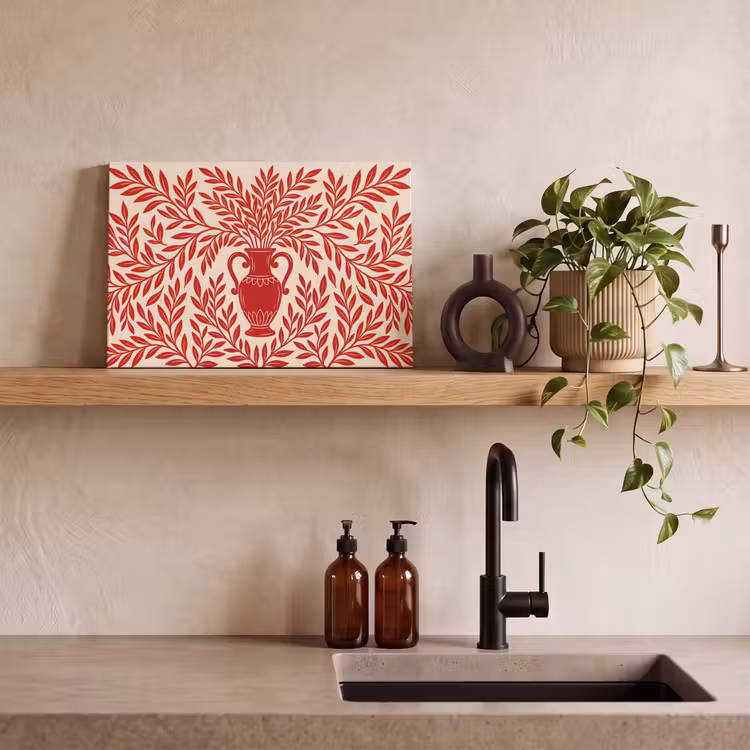 Vaas - Planten - Decoratie - Abstract - Rood canvas 2cm klein -sfeer3