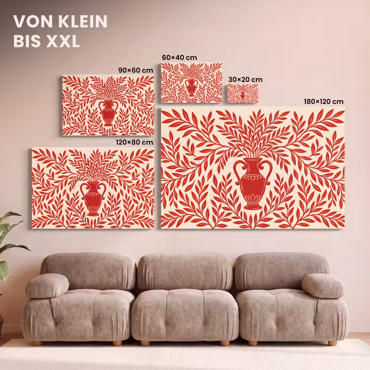 Vaas - Planten - Decoratie - Abstract - Rood canvas 2cm klein -Xsfeer8_DE