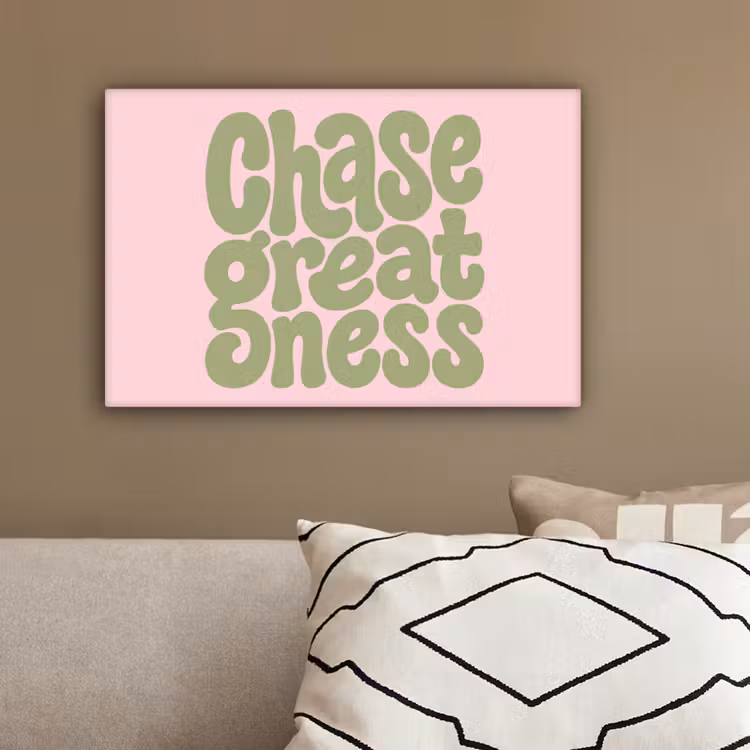 Chase greatness - Groen - Roze - Retro canvas 2cm klein -closeup_print_DE