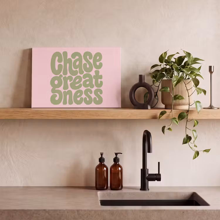 Chase greatness - Groen - Roze - Retro canvas 2cm klein -uniquesellingpoint_afwerking-onlywow_DE