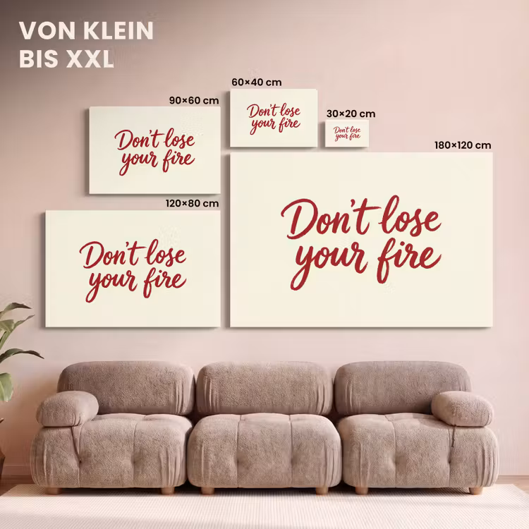 Don't lose your fire - Rood - Wit - Minimalistisch canvas 2cm klein -Xsfeer8_DE