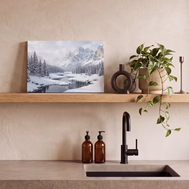 Sneeuwlandschap - Bergen - Rivier - Winter canvas 2cm klein -closeup_print_DE