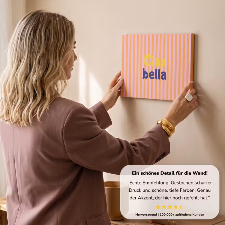 Verticaal - Strepen - Oranje - Ciao bella canvas 2cm klein -sfeer3