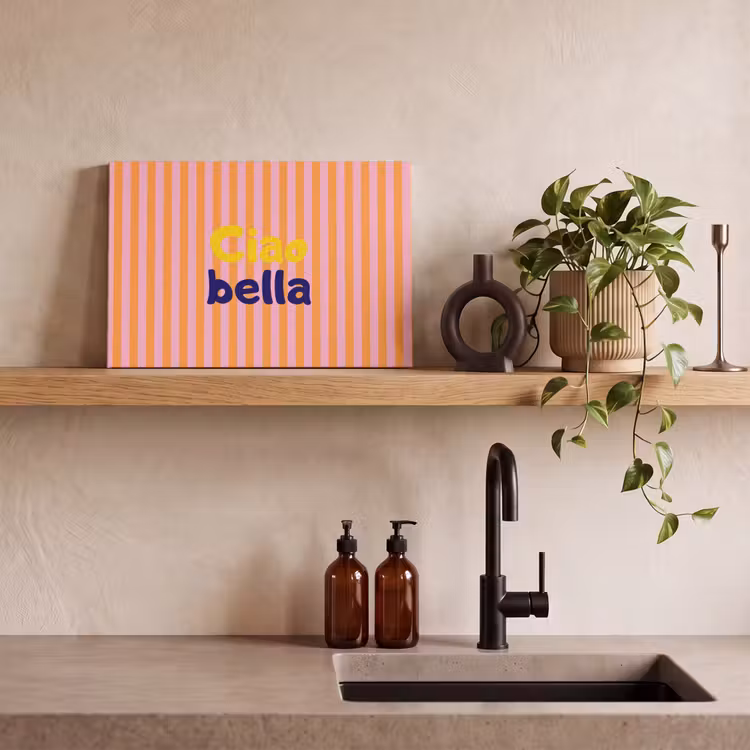 Verticaal - Strepen - Oranje - Ciao bella canvas 2cm klein -uniquesellingpoint_afwerking-onlywow_DE