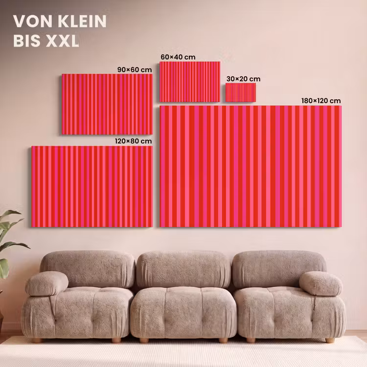 Verticaal - Strepen - Roze canvas 2cm klein 34 -Xsfeer8_DE