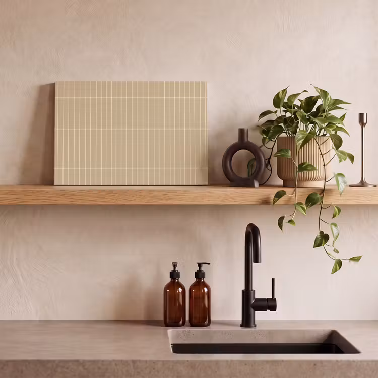 Verticaal - Wandtegel - Zand - Beige canvas 2cm klein 34 -sfeer3
