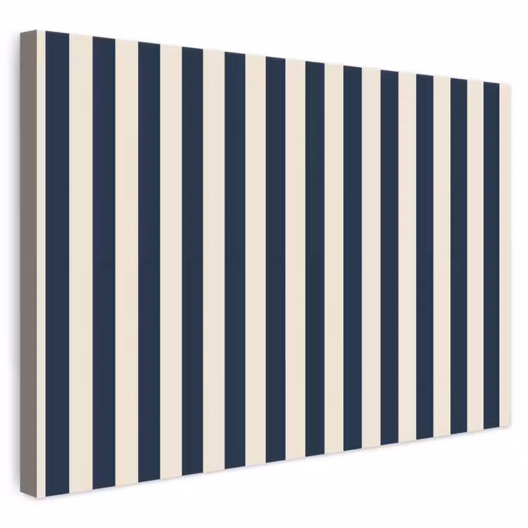 Verticale strepen - Blauw - Crème canvas 2cm klein 34 -3d