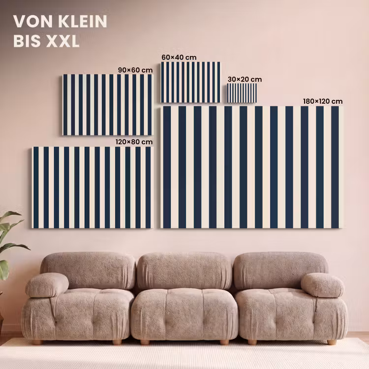 Verticale strepen - Blauw - Crème canvas 2cm klein 34 -Xsfeer8_DE