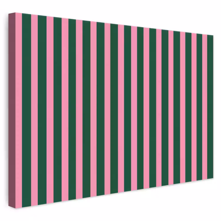 Verticale strepen - Groen - Roze canvas 2cm klein 34 -3d