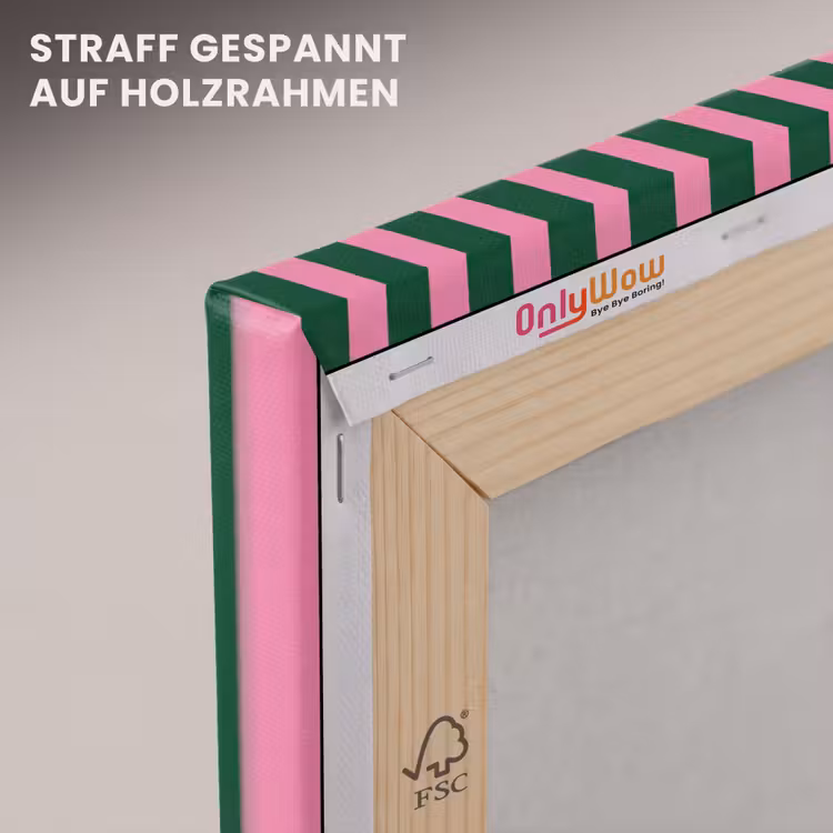 Verticale strepen - Groen - Roze canvas 2cm klein 34 -uniquesellingpoint_afwerking-onlywow_DE
