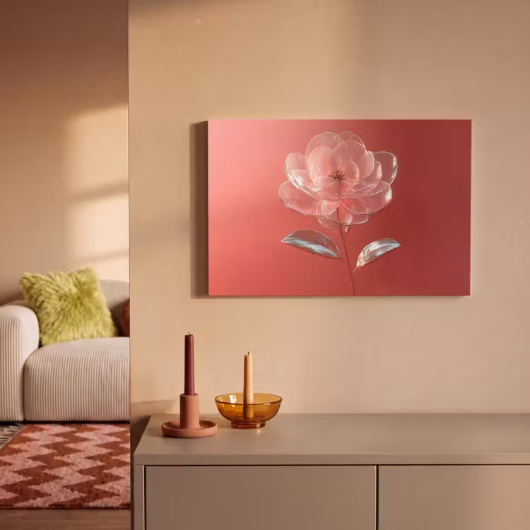 Sierlijk - Bloem - Roze - Glazen canvas 2cm klein -sfeer1