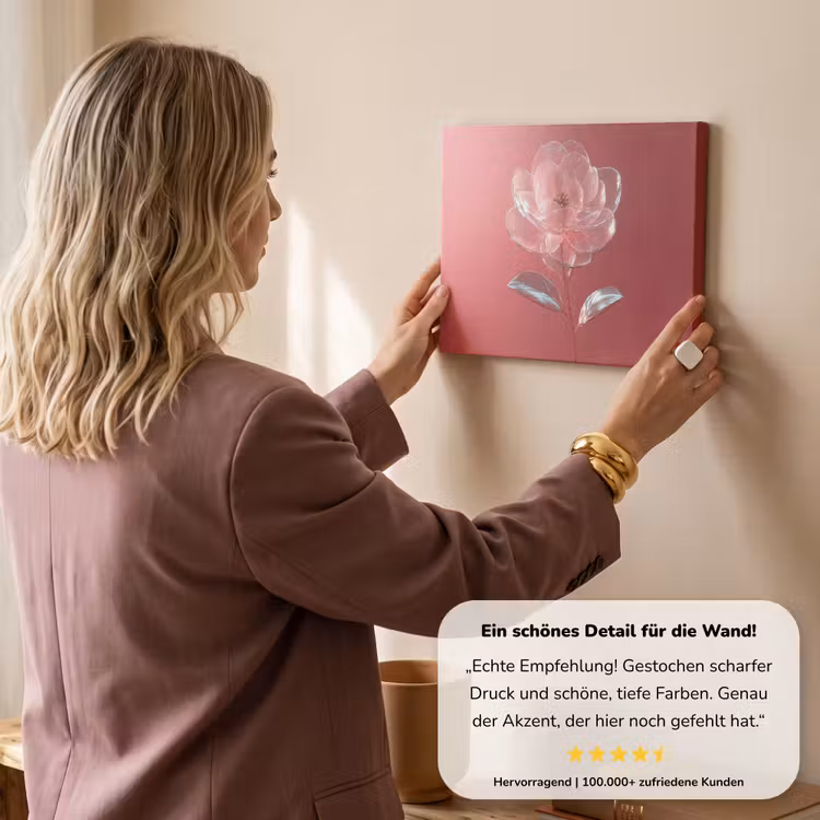 Sierlijk - Bloem - Roze - Glazen canvas 2cm klein -Xsfeer7_DE