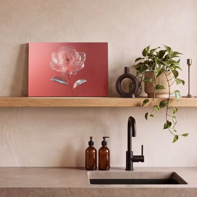 Sierlijk - Bloem - Roze - Glazen canvas 2cm klein -sfeer3
