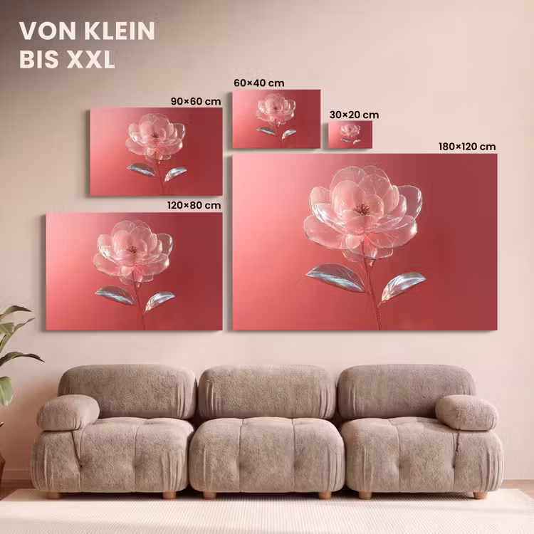 Sierlijk - Bloem - Roze - Glazen canvas 2cm klein -Xsfeer8_DE