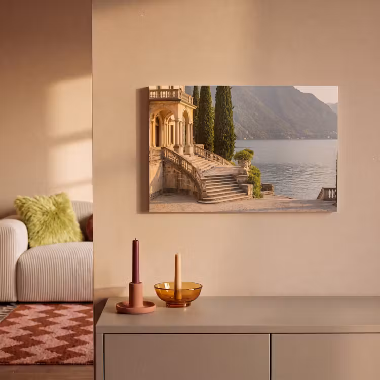 Leinwandbild - Villa – Wasser – Treppen - Villa - water -trappen canvas 2cm klein