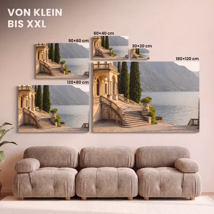 Leinwandbild - Villa – Wasser – Treppen - Villa - water -trappen canvas 2cm klein