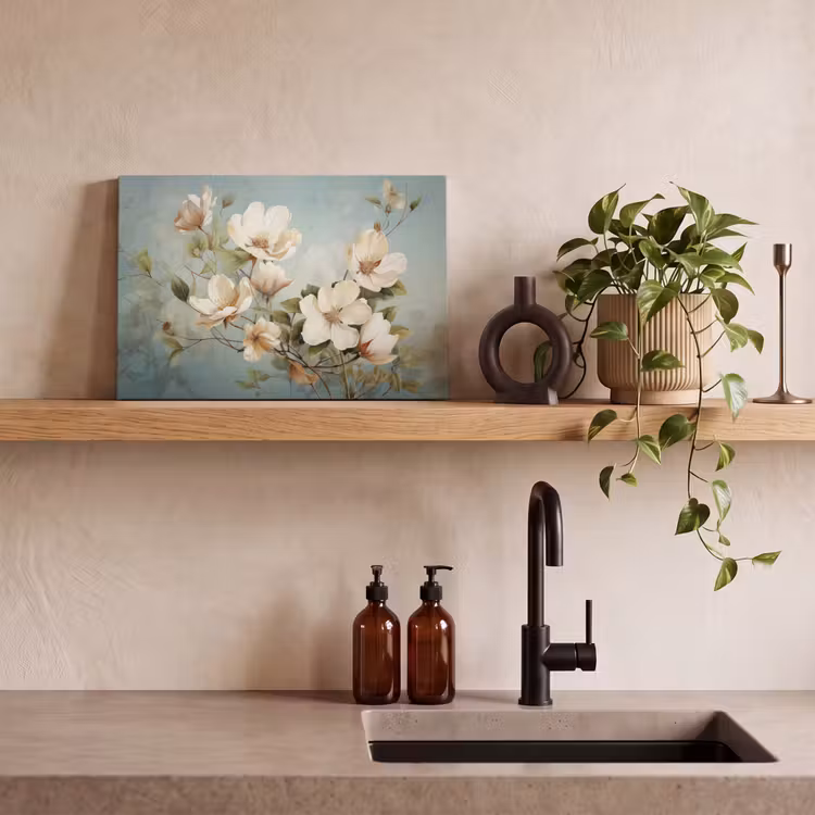 Vintage - Bloemen - Wit - Takken Natuur canvas 2cm klein -closeup_print_DE