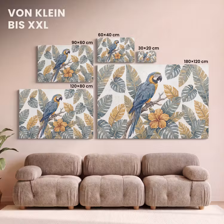 Vogel - Tak - Natuur - Mozaïek - Blauw canvas 2cm klein -Xsfeer8_DE