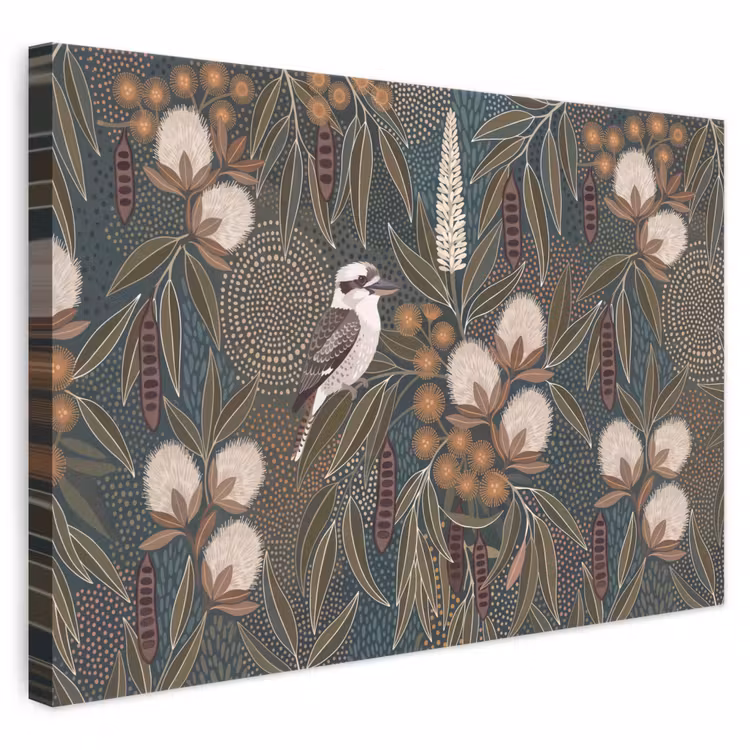 Vogel - Bladeren - Natuur - Illustratie - Groen canvas 2cm klein -3d