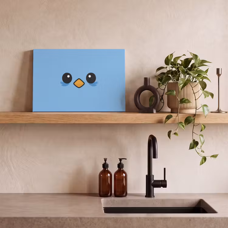 Vogel - Blauw - Eenvoudig canvas 2cm klein -sfeer3