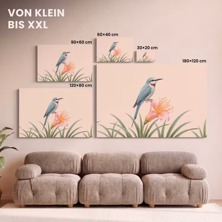 Vogel - Bloem - Natuur - Roze canvas 2cm klein -Xsfeer8_DE