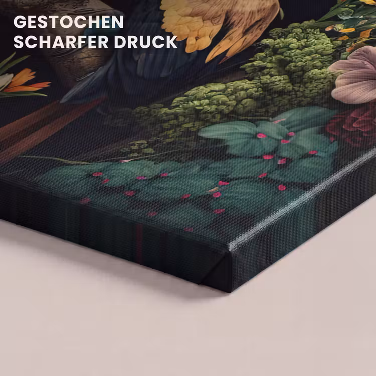 Vogel - Bloemen - Planten - Jungle - Zwart - Toekan canvas 2cm klein -closeup_print_DE