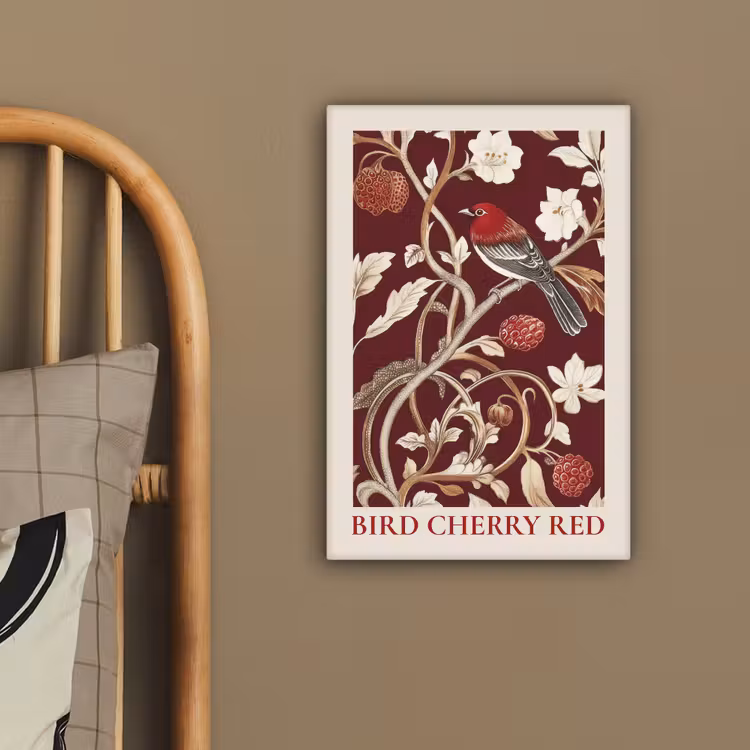 Vogel - Bordeaux - Bloemen - Bessen canvas 2cm klein -sfeer6