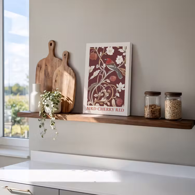 Vogel - Bordeaux - Bloemen - Bessen canvas 2cm klein -closeup_print_DE