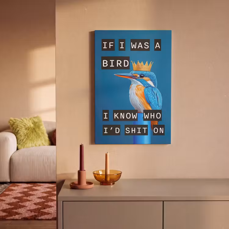 Vogel - Decoratie - Ijsvogel - Blauw canvas 2cm klein -sfeer1