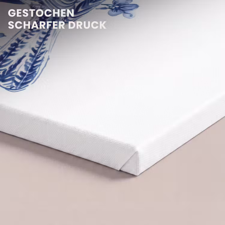 Vogel - Delfts blauw - Illustratie - Bloemen canvas 2cm klein -uniquesellingpoint_afwerking-onlywow_DE