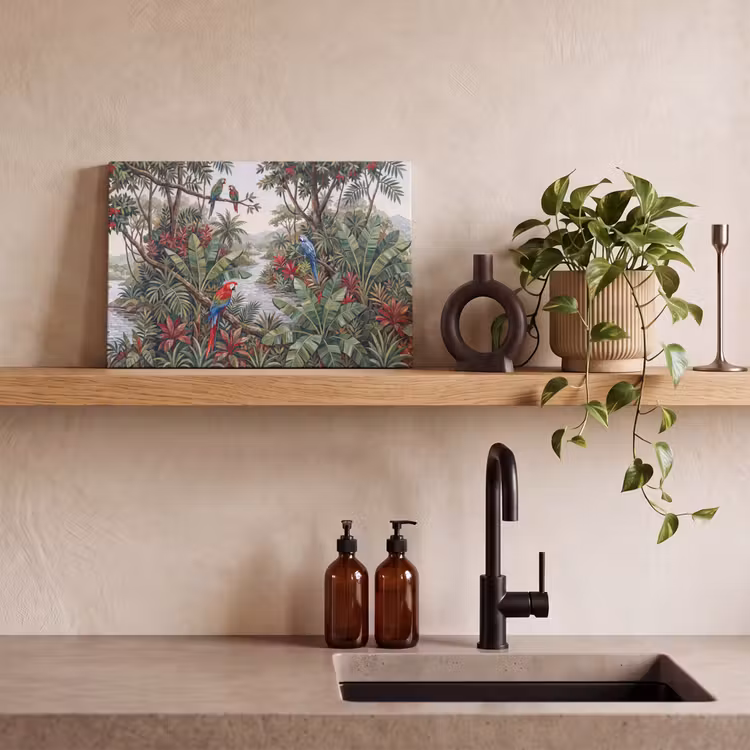 Vogel - Jungle - Natuur - Mozaïek - Groen canvas 2cm klein -sfeer3