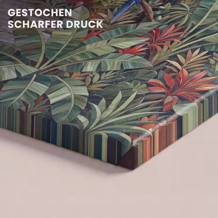 Vogel - Jungle - Natuur - Mozaïek - Groen canvas 2cm klein -closeup_print_DE