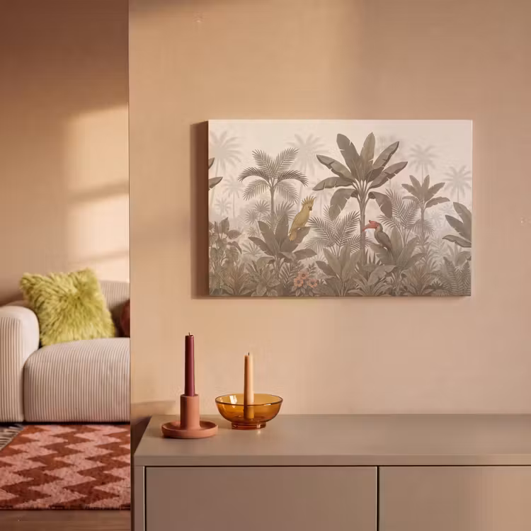 Vogel - Jungle - Tropisch - Illustratie - Groen canvas 2cm klein -sfeer1